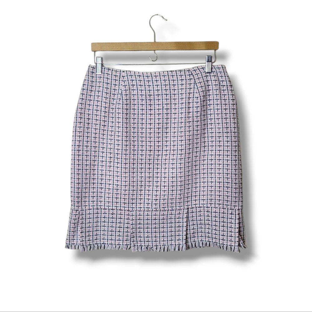 Worthington Tweed Mini Skirt Pink Black White Womens Size 12 NWT